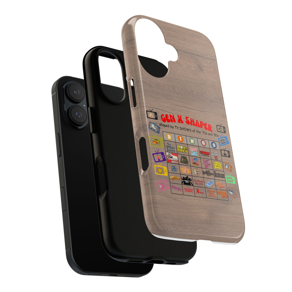 Gen X 70s & 80s TV Shows Bingo iPhone Case | Retro Tough Cover