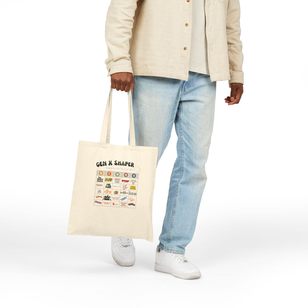 Gen X 70s & 80s TV Shows Bingo Tote Bag | Retro Canvas Bag
