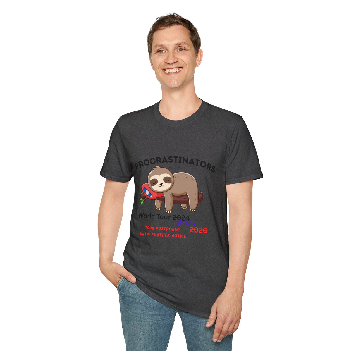 Procrastinators World Tour T-Shirt | Funny Sloth Tee