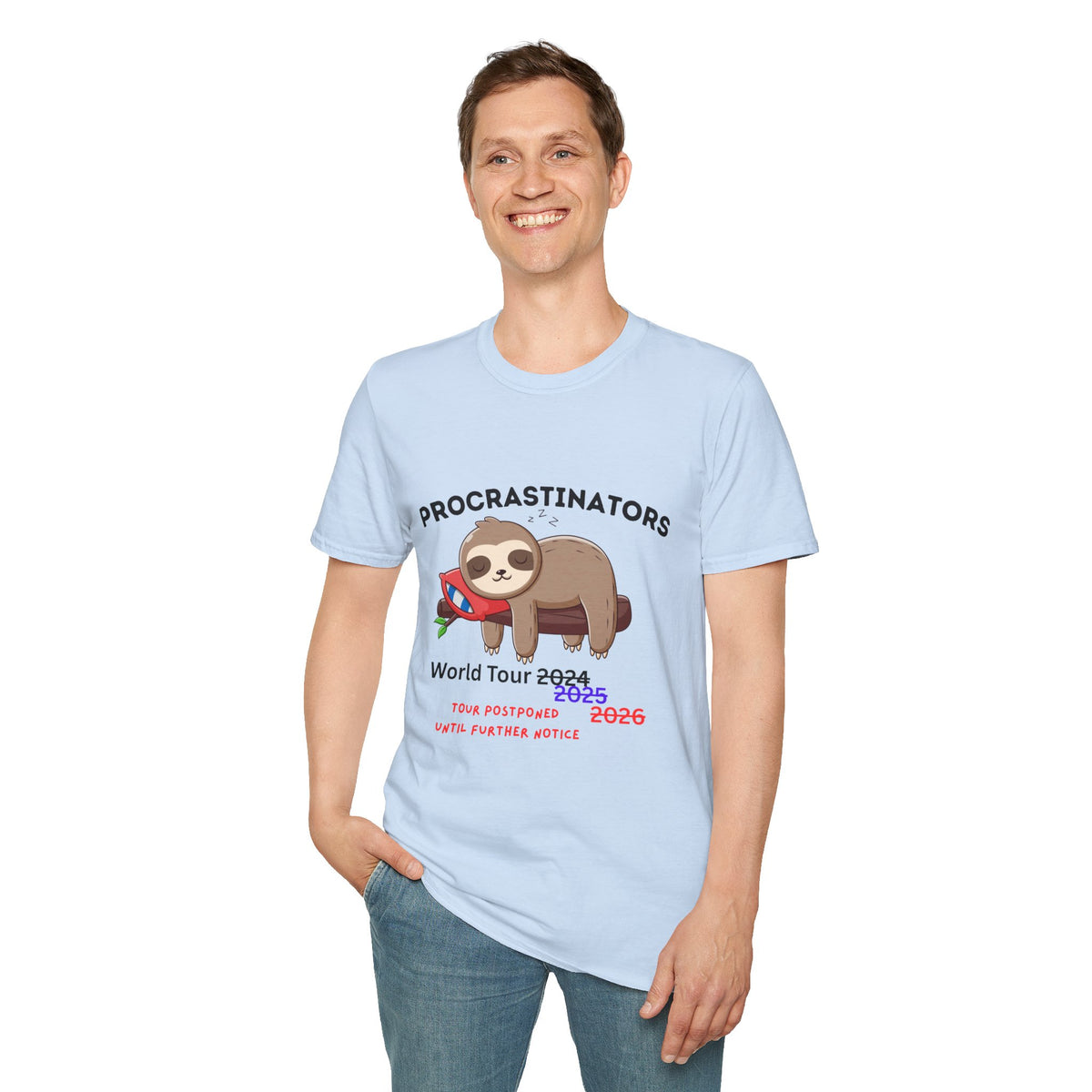 Procrastinators World Tour T-Shirt | Funny Sloth Tee