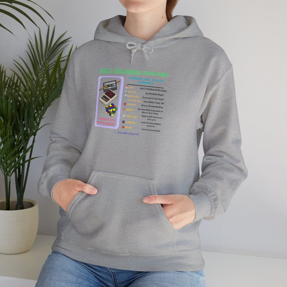 Gen X Childhood Hard Mode Hoodie | Retro Arcade Sweatshirt