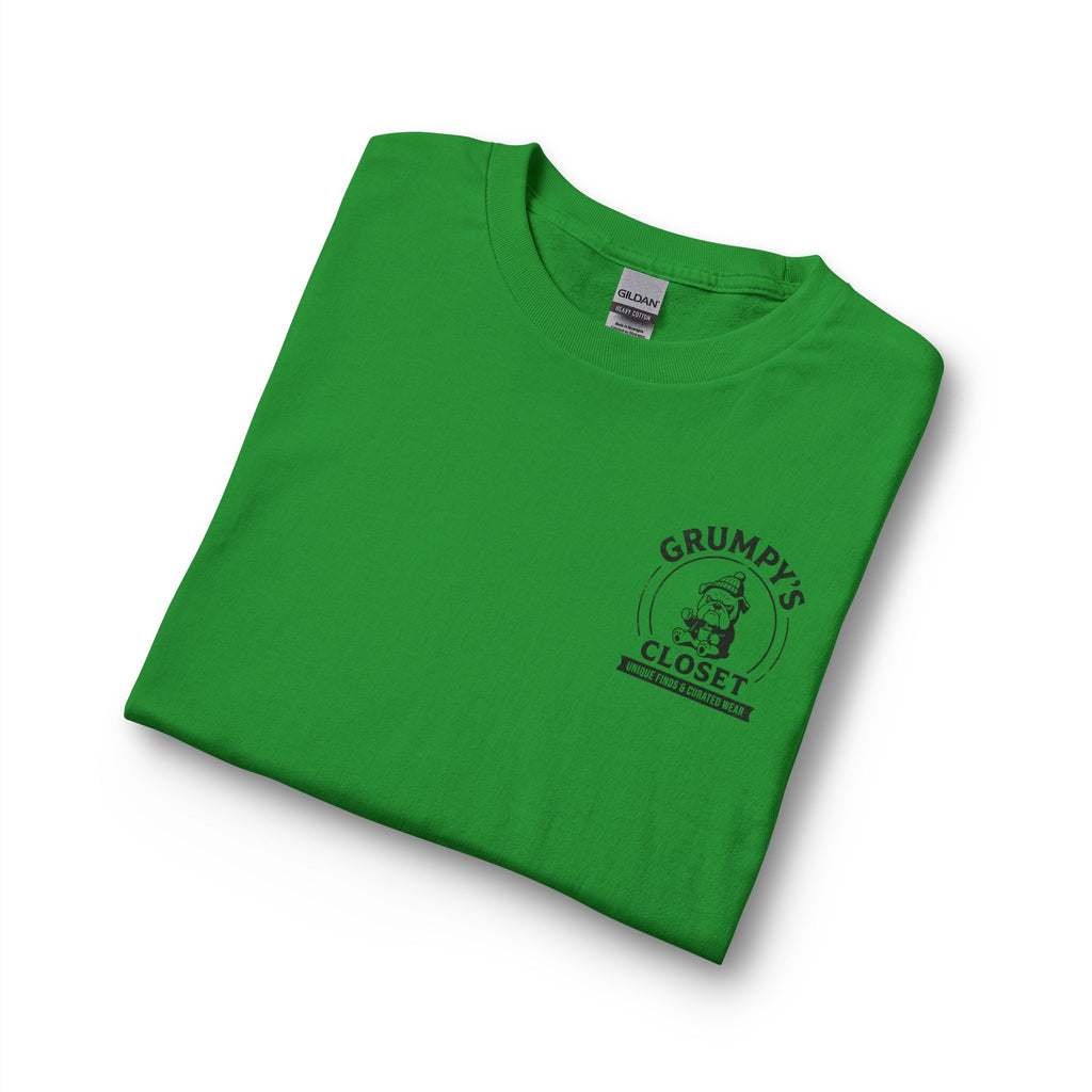 Grumpy's Closet Long Sleeve Tee — Vintage Bulldog Logo, 'Unique Finds & Curated Wear'