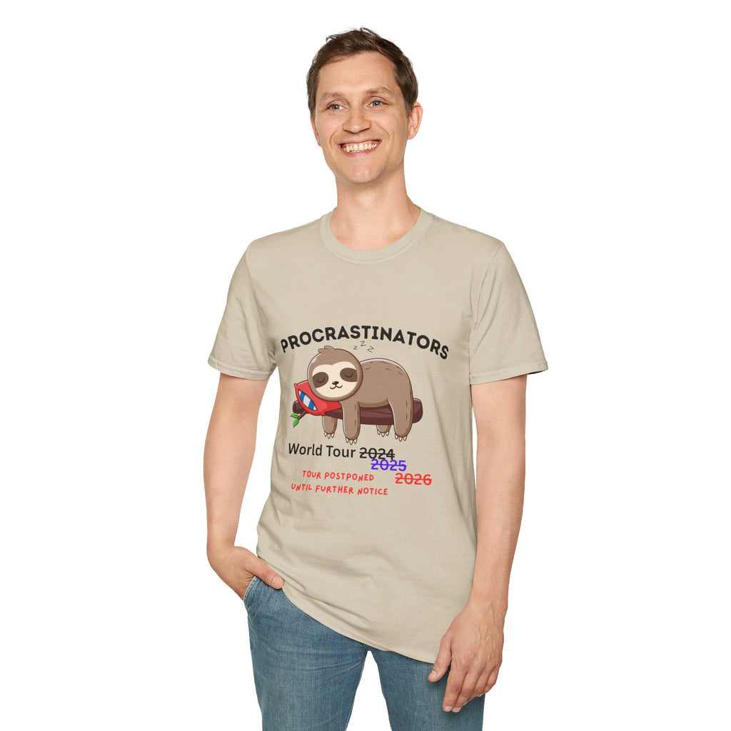 Procrastinators World Tour T-Shirt | Funny Sloth Tee