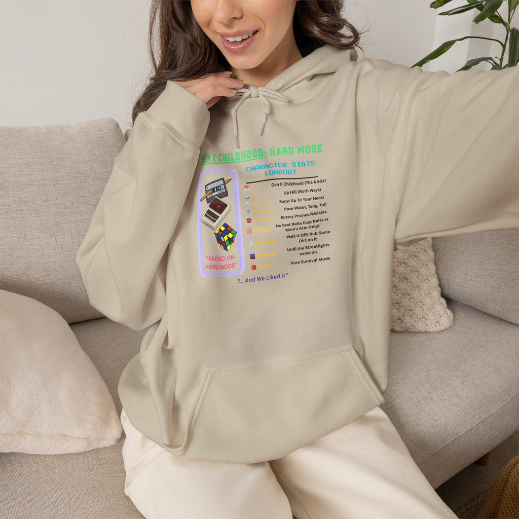 Gen X Childhood Hard Mode Hoodie | Retro Arcade Sweatshirt