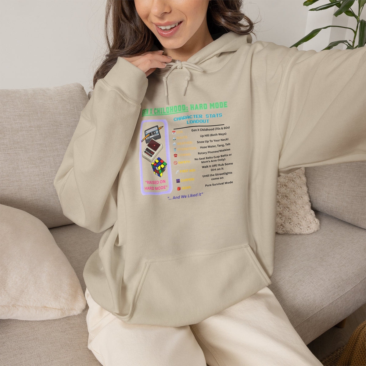 Gen X Childhood Hard Mode Hoodie | Retro Arcade Sweatshirt