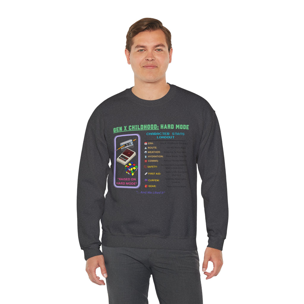 Gen X Childhood Hard Mode Sweatshirt | Retro Crewneck