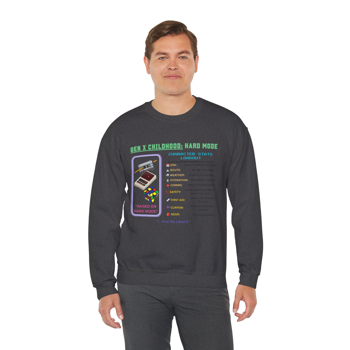 Gen X Childhood Hard Mode Sweatshirt | Retro Crewneck