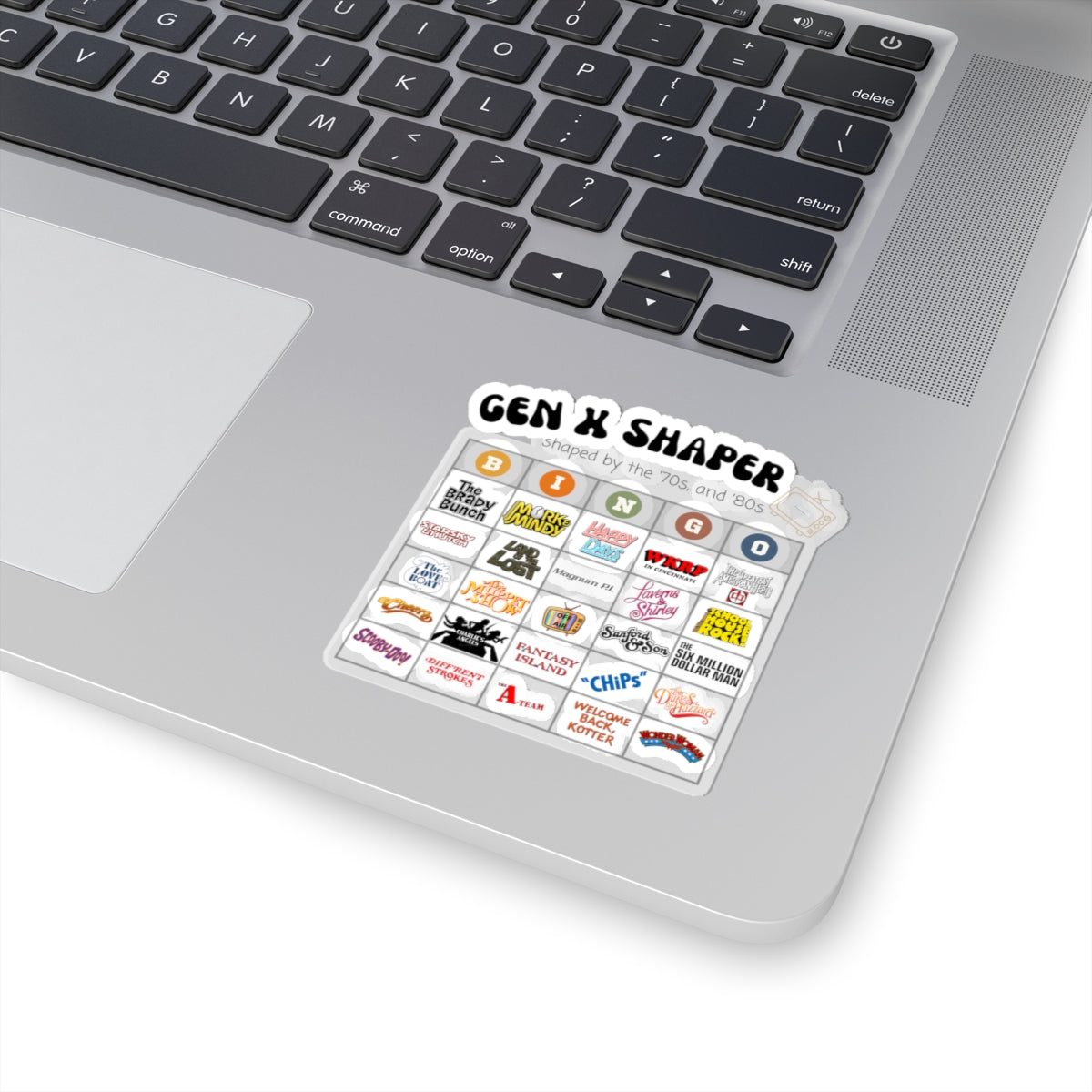 Gen X 70s & 80s TV Shows Bingo Stickers | Retro Nostalgia Decal
