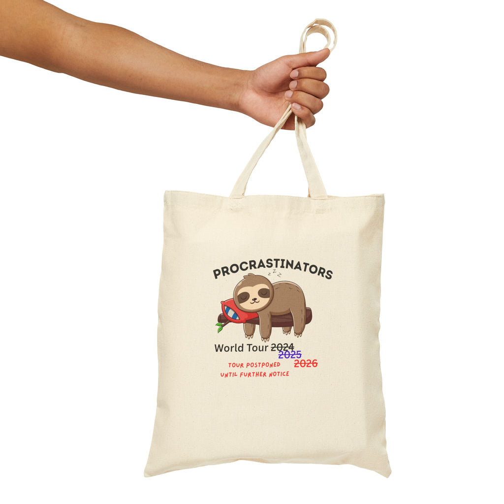 Procrastinators World Tour Tote Bag | Sloth Canvas Bag