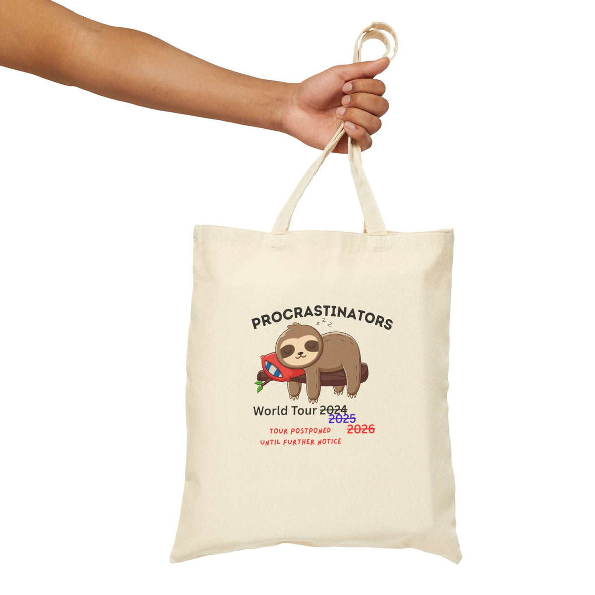 Procrastinators World Tour Tote Bag | Sloth Canvas Bag