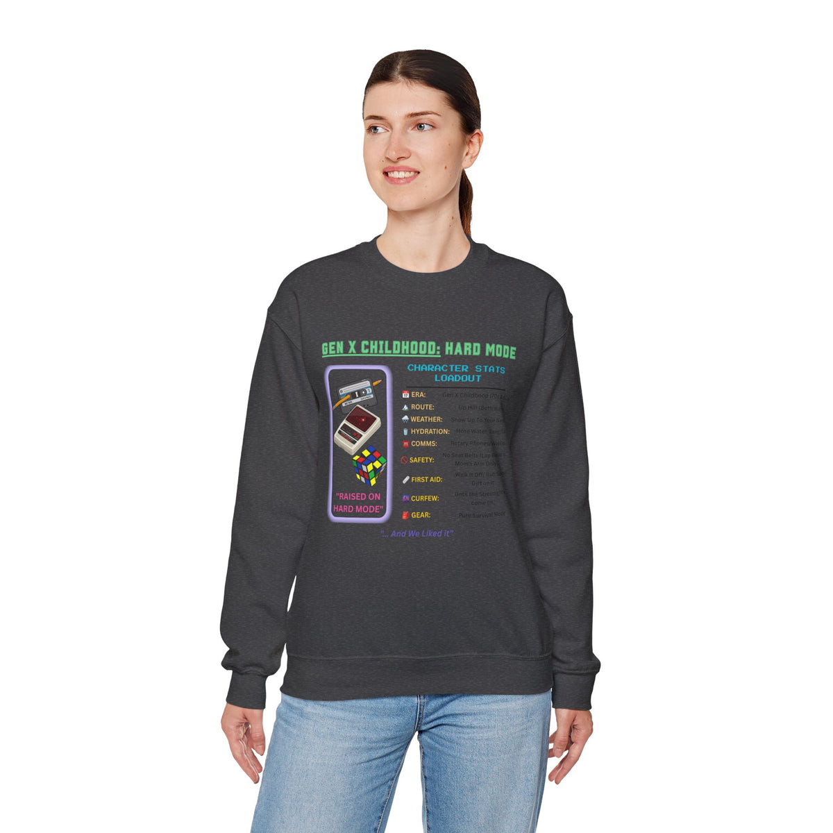 Gen X Childhood Hard Mode Sweatshirt | Retro Crewneck