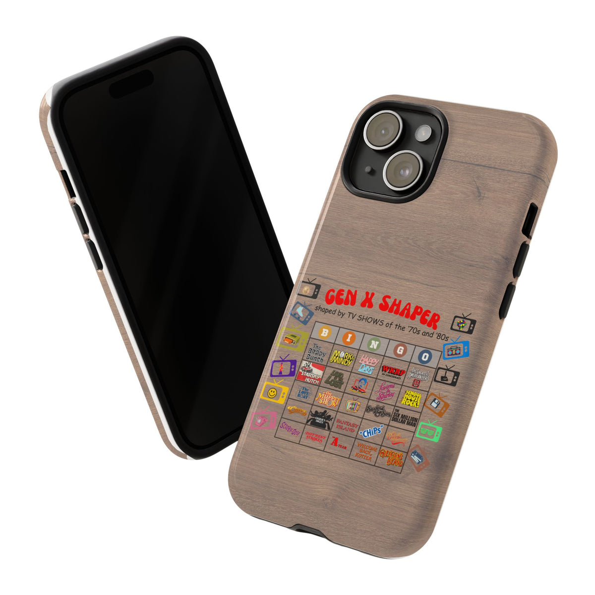 Gen X 70s & 80s TV Shows Bingo iPhone Case | Retro Tough Cover