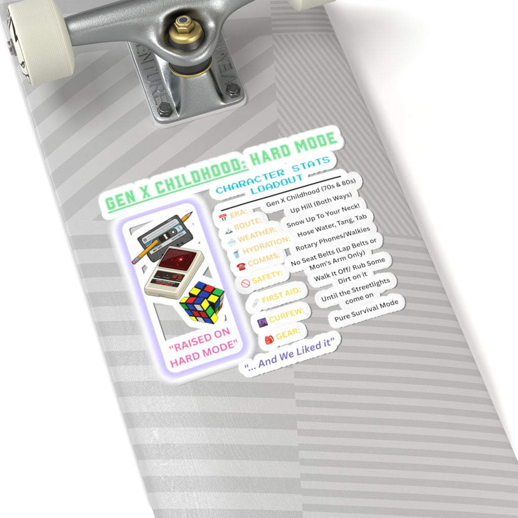 Gen X Childhood Hard Mode Sticker | Retro Arcade Decal