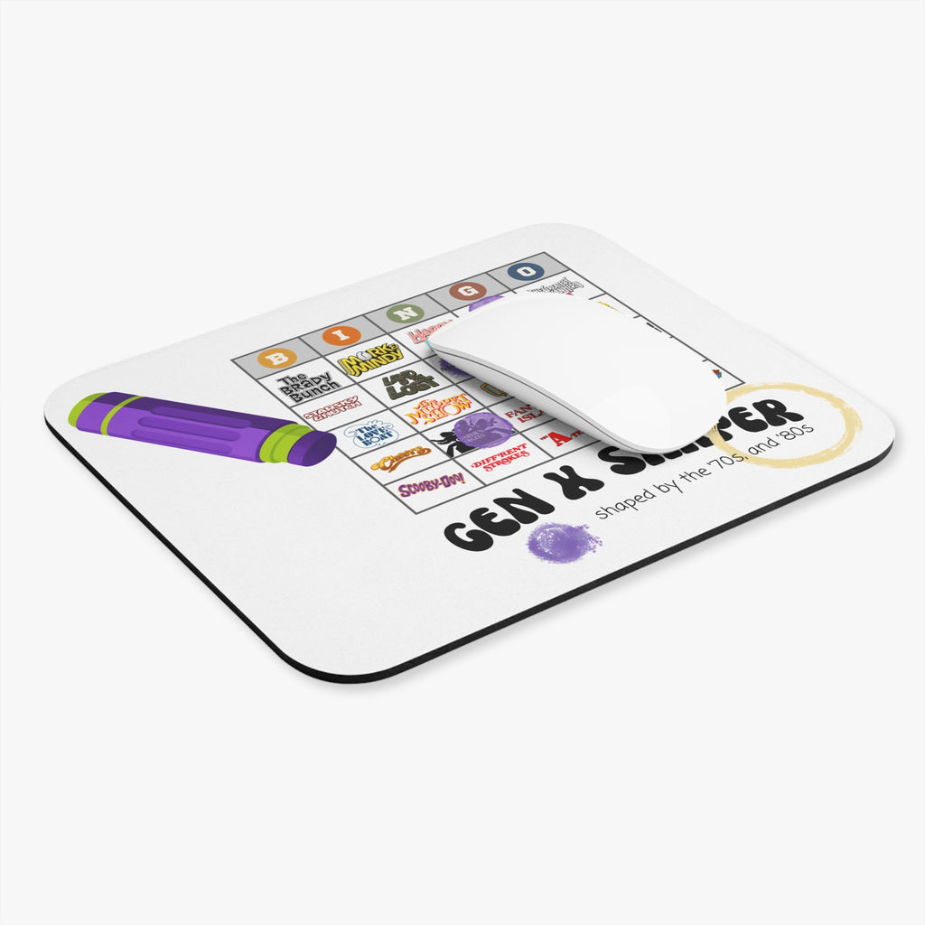 Gen X 70s & 80s TV Shows Bingo Mouse Pad | Retro Desk Accessory