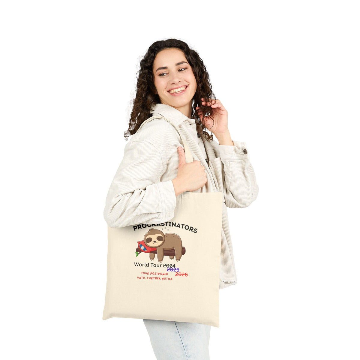 Procrastinators World Tour Tote Bag | Sloth Canvas Bag