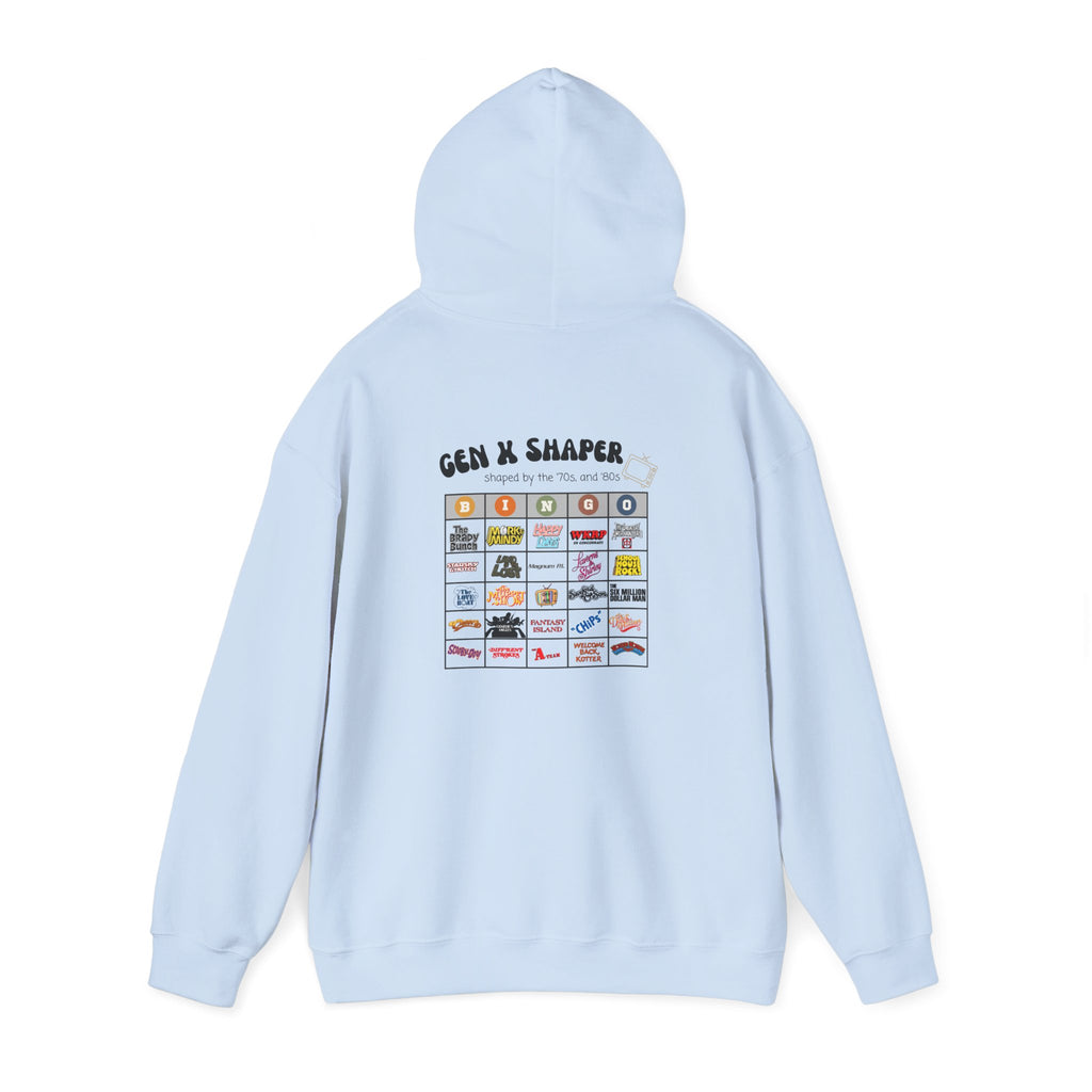 Gen X 70s & 80s TV Shows Bingo Hoodie | Retro Nostalgia Sweatshirt