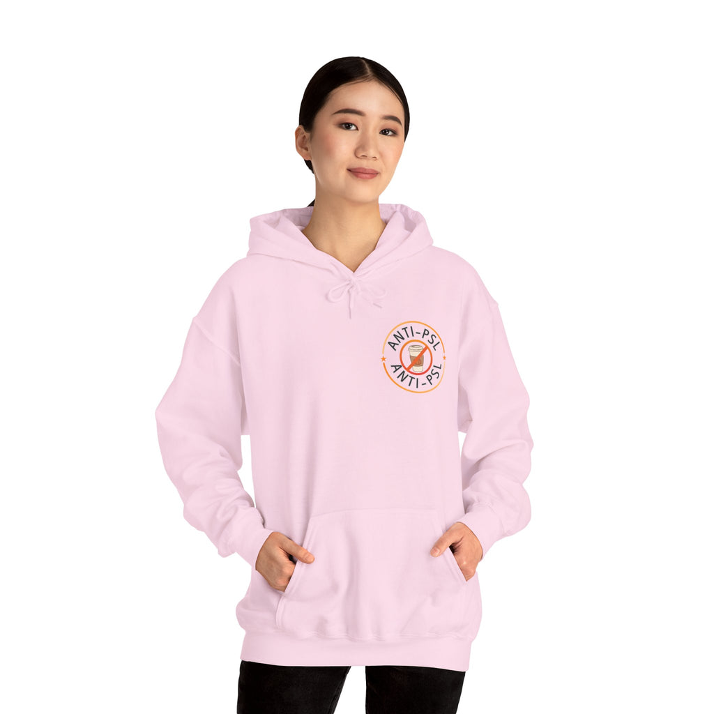 Anti Pumpkin Spice Hoodie, Funny Marked Safe Fall Pullover, Sarcastic Anti PSL Sweatshirt, Gildan 18500 Autumn Holiday Outerwear
