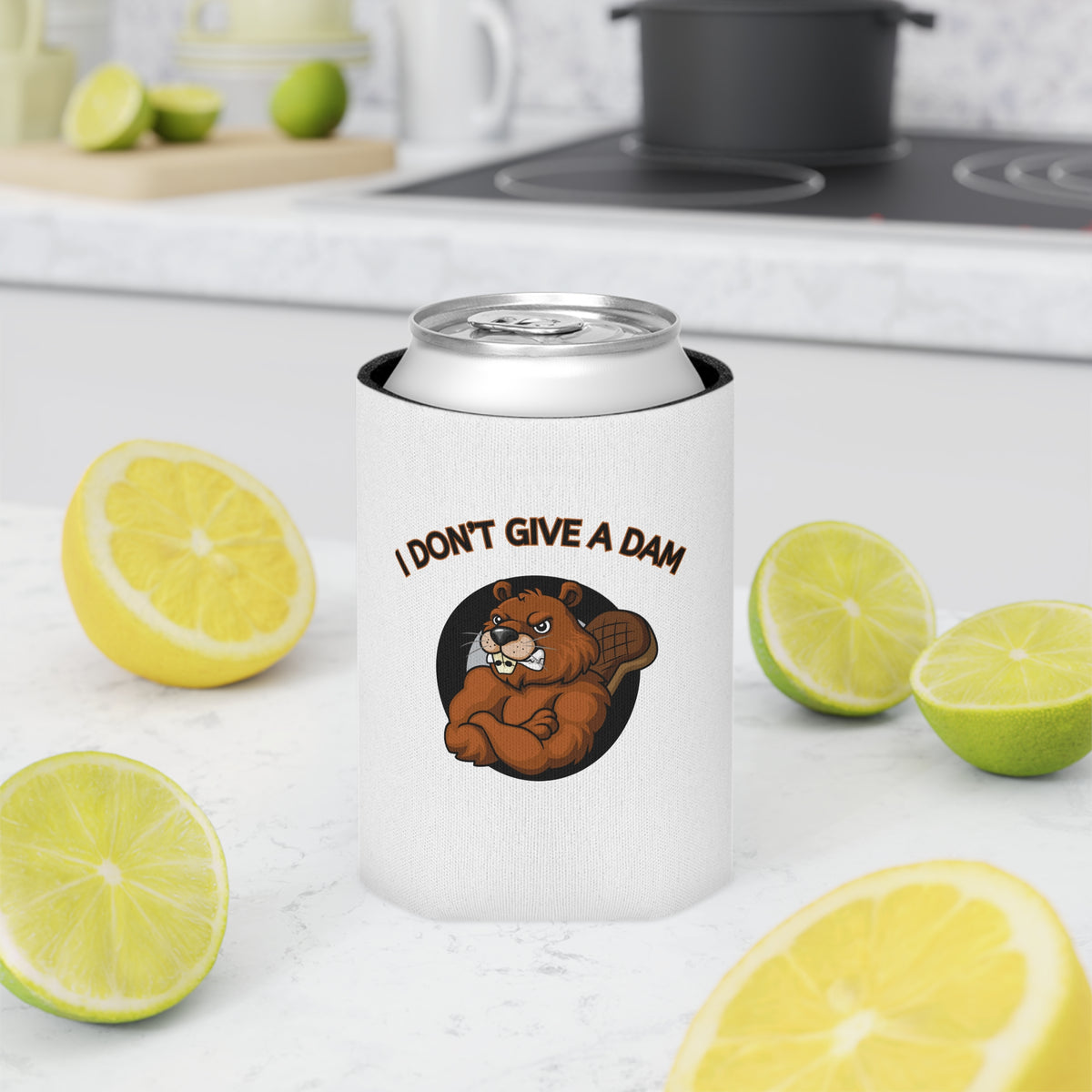 I Don't Give a Dam Beaver Can Cooler — Funny Outdoor Beverage Insulator