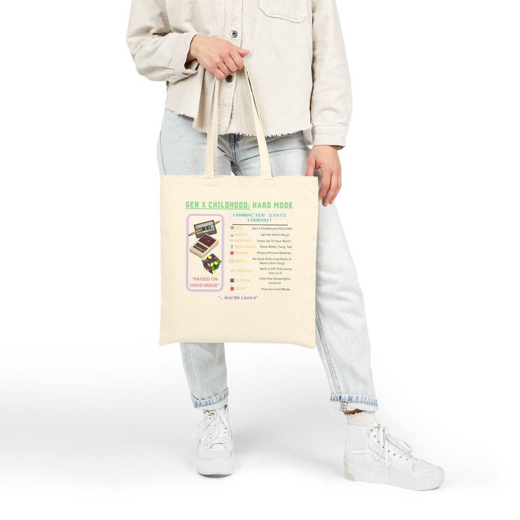 Gen X Childhood Hard Mode Tote Bag | Retro Canvas Bag