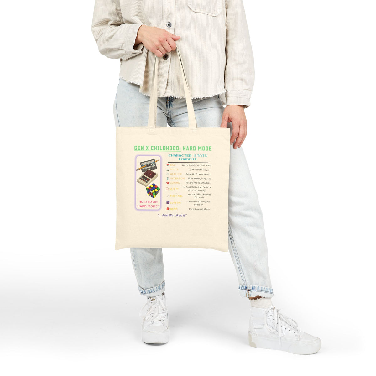 Gen X Childhood Hard Mode Tote Bag | Retro Canvas Bag
