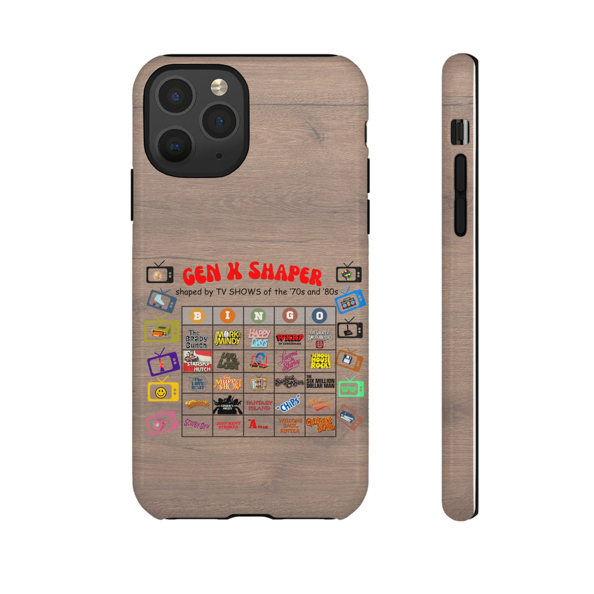 Gen X 70s & 80s TV Shows Bingo iPhone Case | Retro Tough Cover