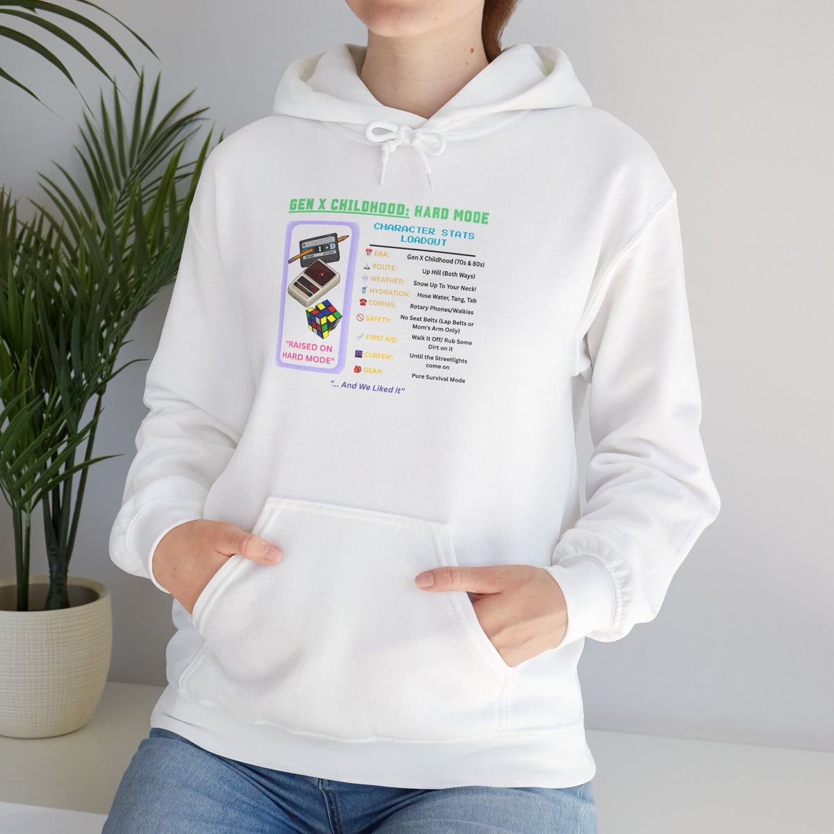 Gen X Childhood Hard Mode Hoodie | Retro Arcade Sweatshirt
