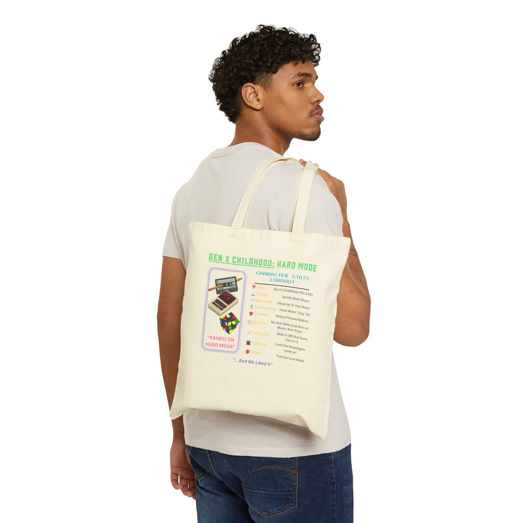 Gen X Childhood Hard Mode Tote Bag | Retro Canvas Bag