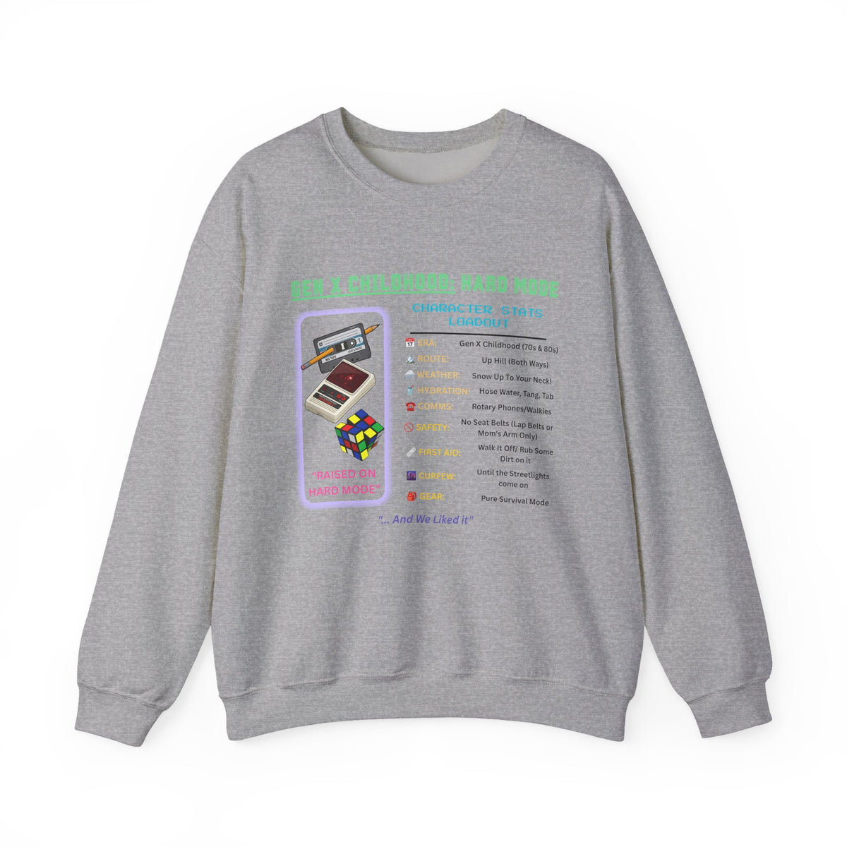 Gen X Childhood Hard Mode Sweatshirt | Retro Crewneck