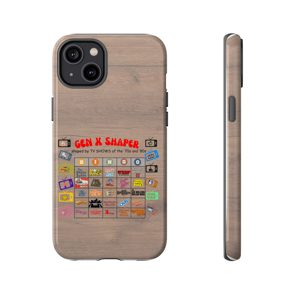 Gen X 70s & 80s TV Shows Bingo iPhone Case | Retro Tough Cover