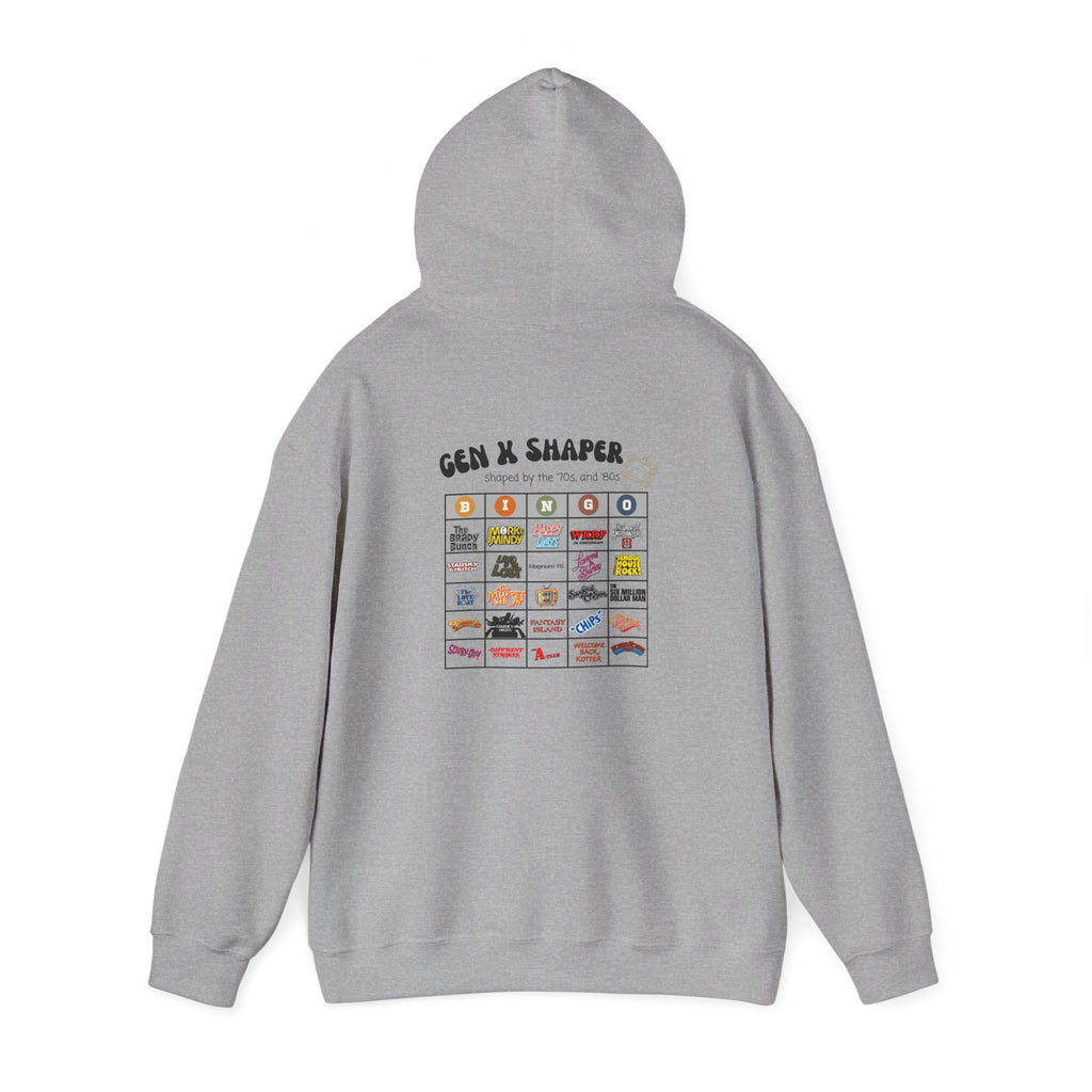 Gen X 70s & 80s TV Shows Bingo Hoodie | Retro Nostalgia Sweatshirt