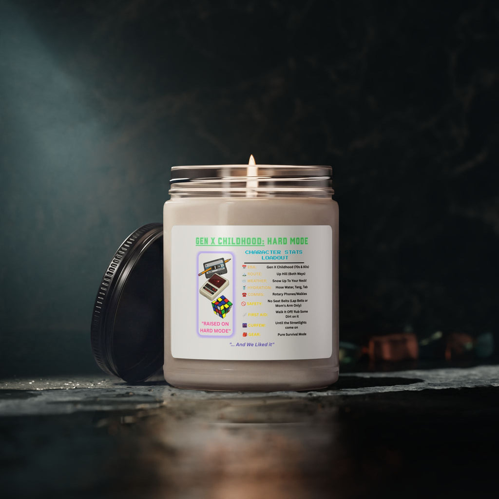 Gen X Childhood Nostalgia Candle, Latchkey Kid 9oz Soy Jar, Retro Toys Games Scent, Sarcastic 70s 80s Hard Mode Birthday Workspace Gift