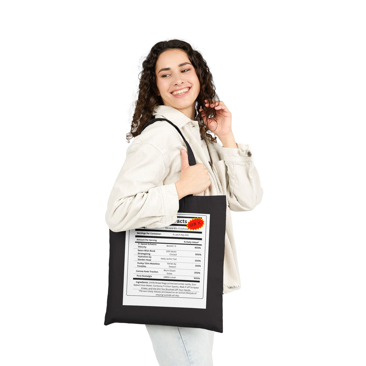 Gen X Nutrition Facts Tote Bag | Retro Canvas Bag