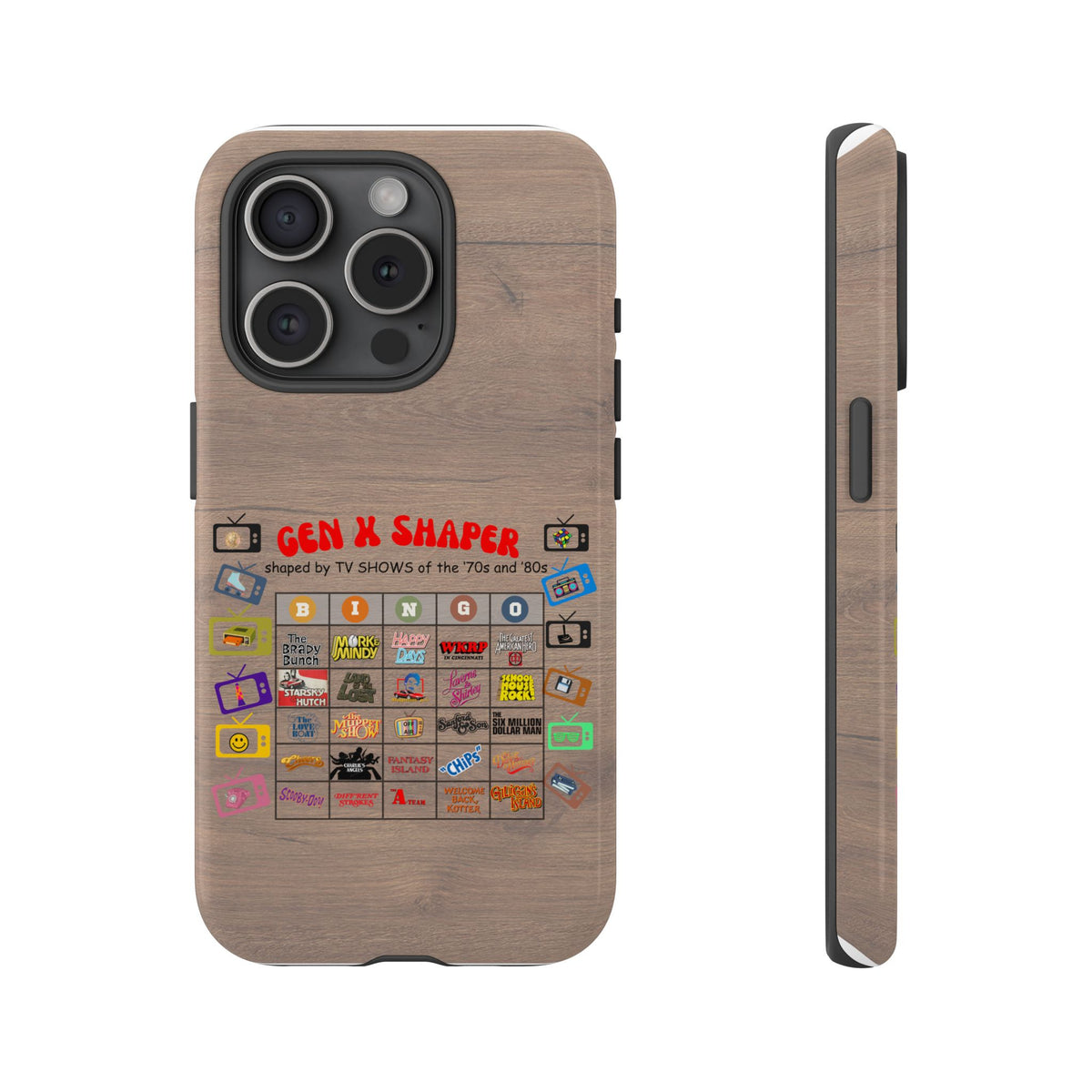 Gen X 70s & 80s TV Shows Bingo iPhone Case | Retro Tough Cover