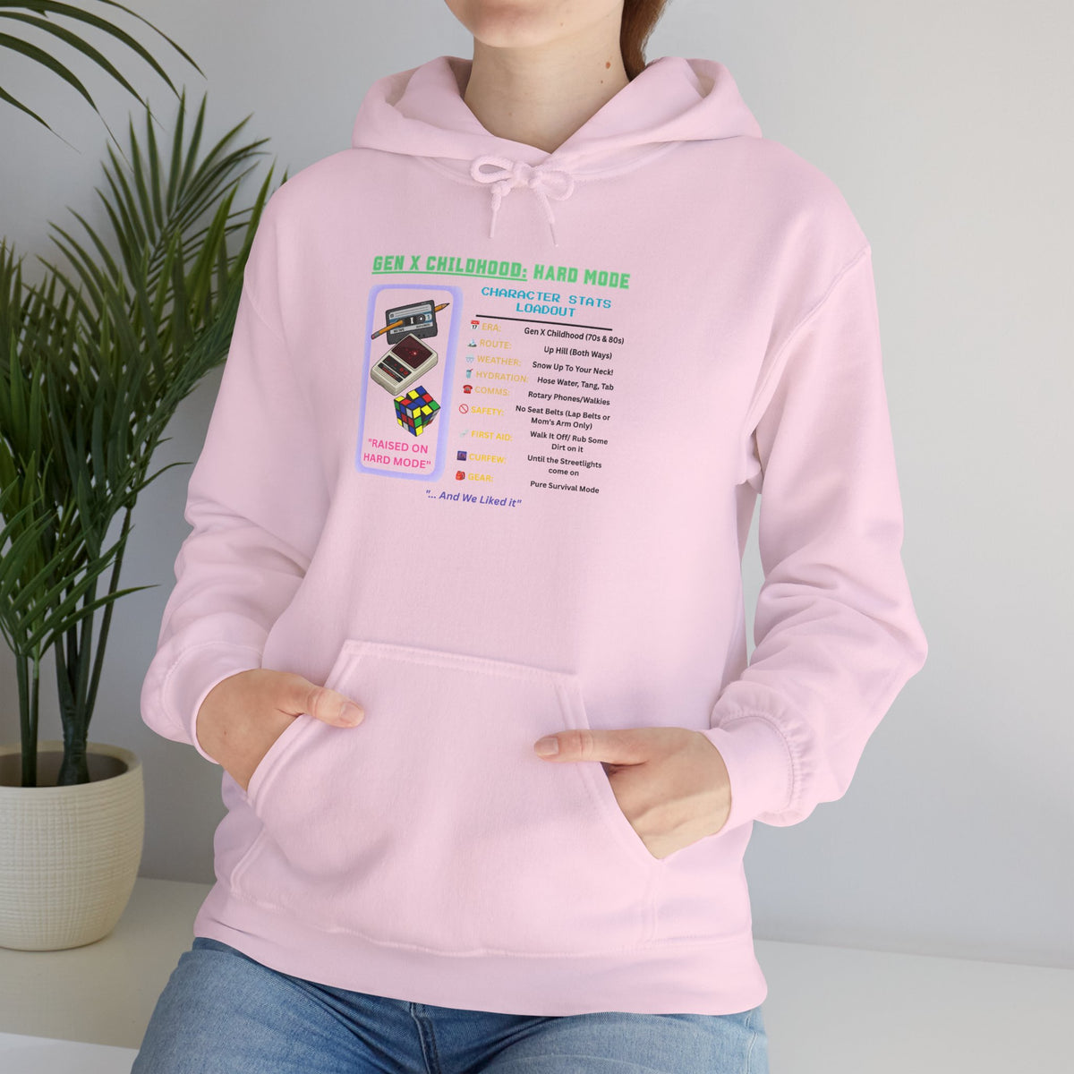 Gen X Childhood Hard Mode Hoodie | Retro Arcade Sweatshirt