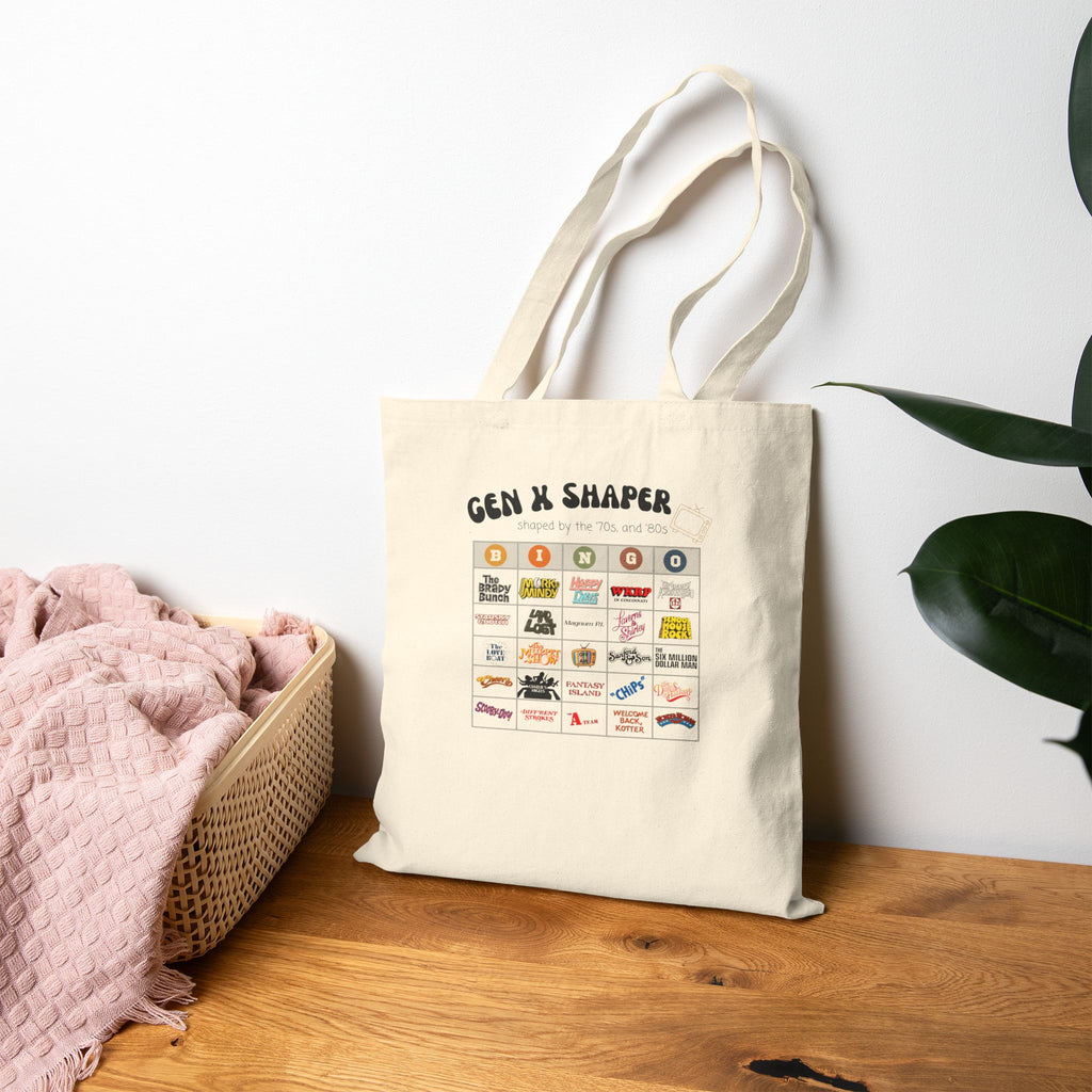 Gen X 70s & 80s TV Shows Bingo Tote Bag | Retro Canvas Bag