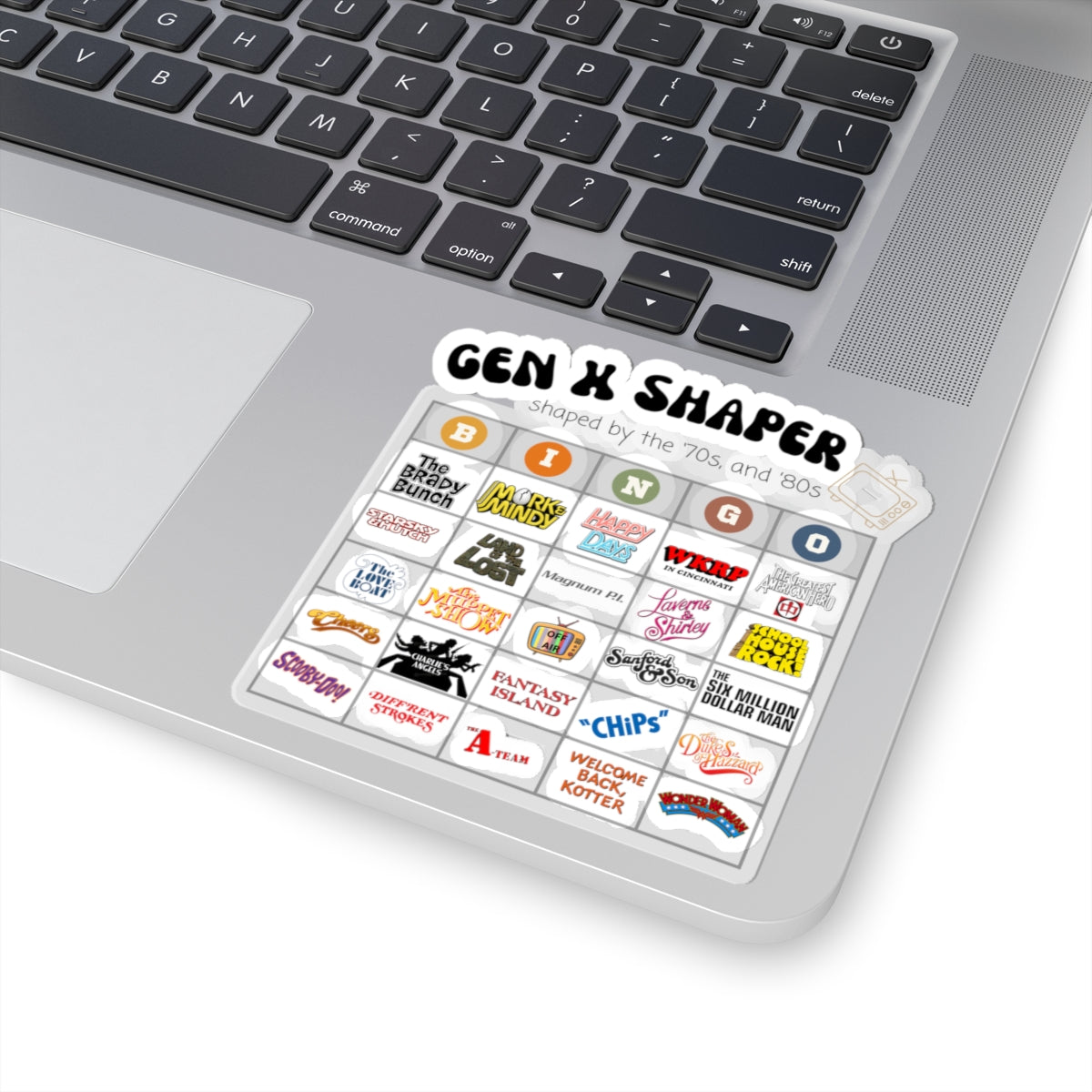 Gen X 70s & 80s TV Shows Bingo Stickers | Retro Nostalgia Decal