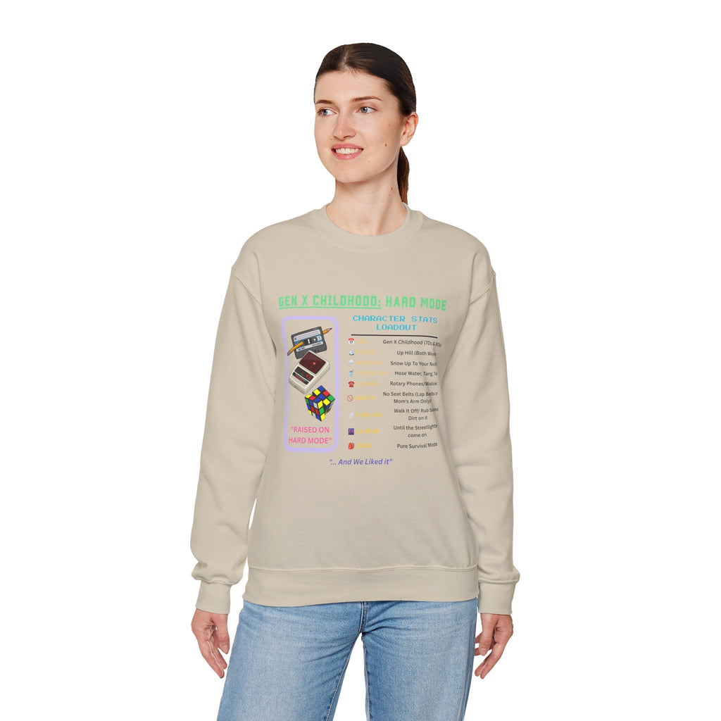 Gen X Childhood Hard Mode Sweatshirt | Retro Crewneck