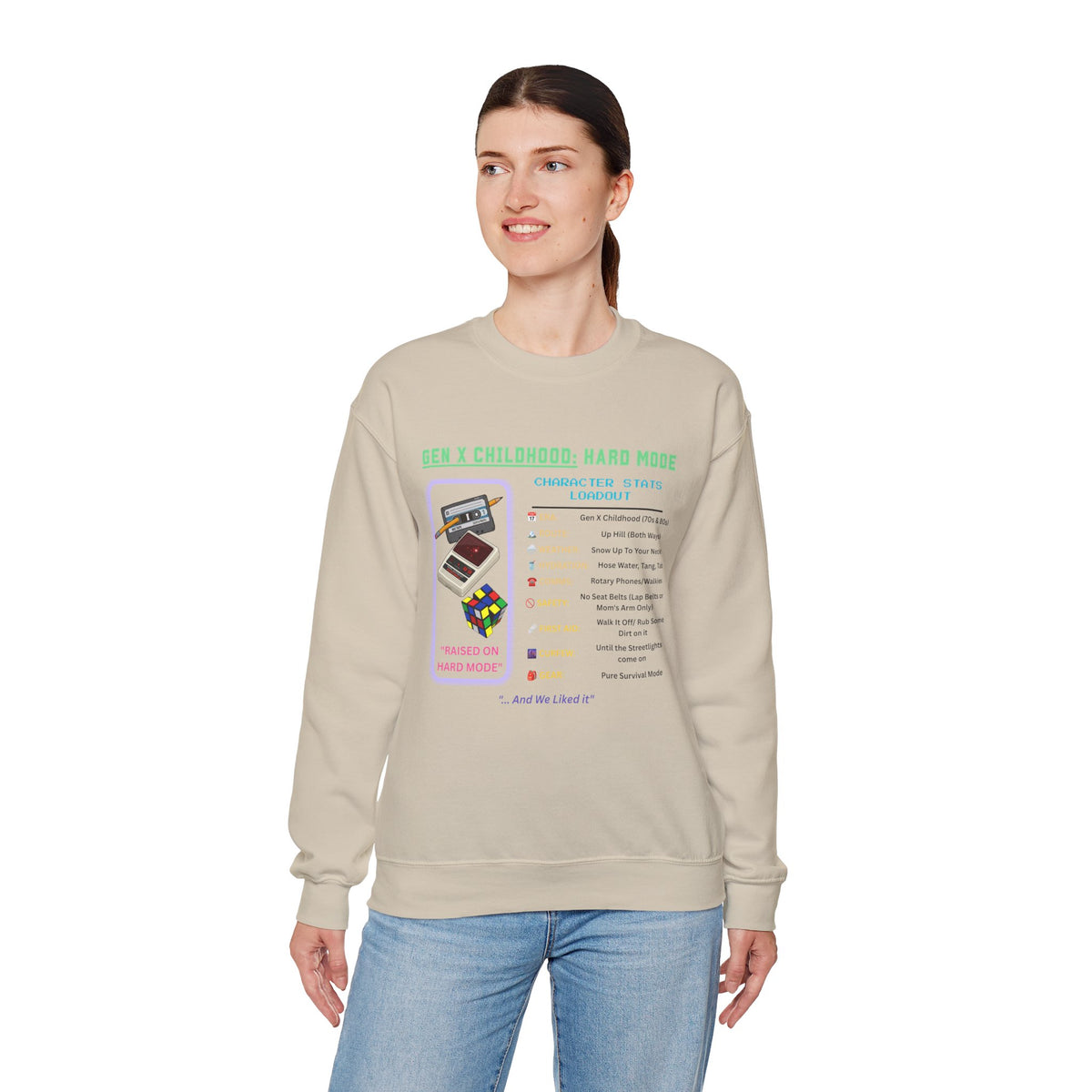 Gen X Childhood Hard Mode Sweatshirt | Retro Crewneck