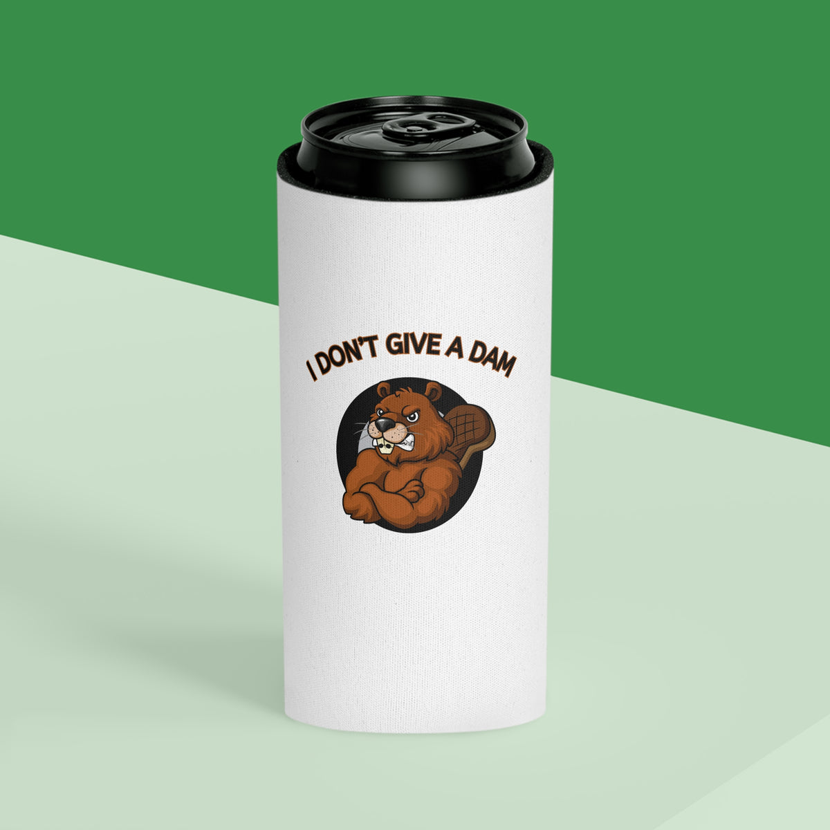 I Don't Give a Dam Beaver Can Cooler — Funny Outdoor Beverage Insulator
