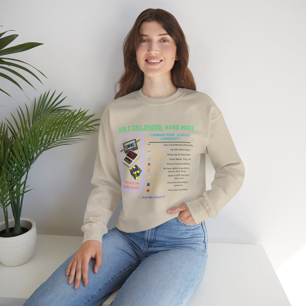 Gen X Childhood Hard Mode Sweatshirt | Retro Crewneck