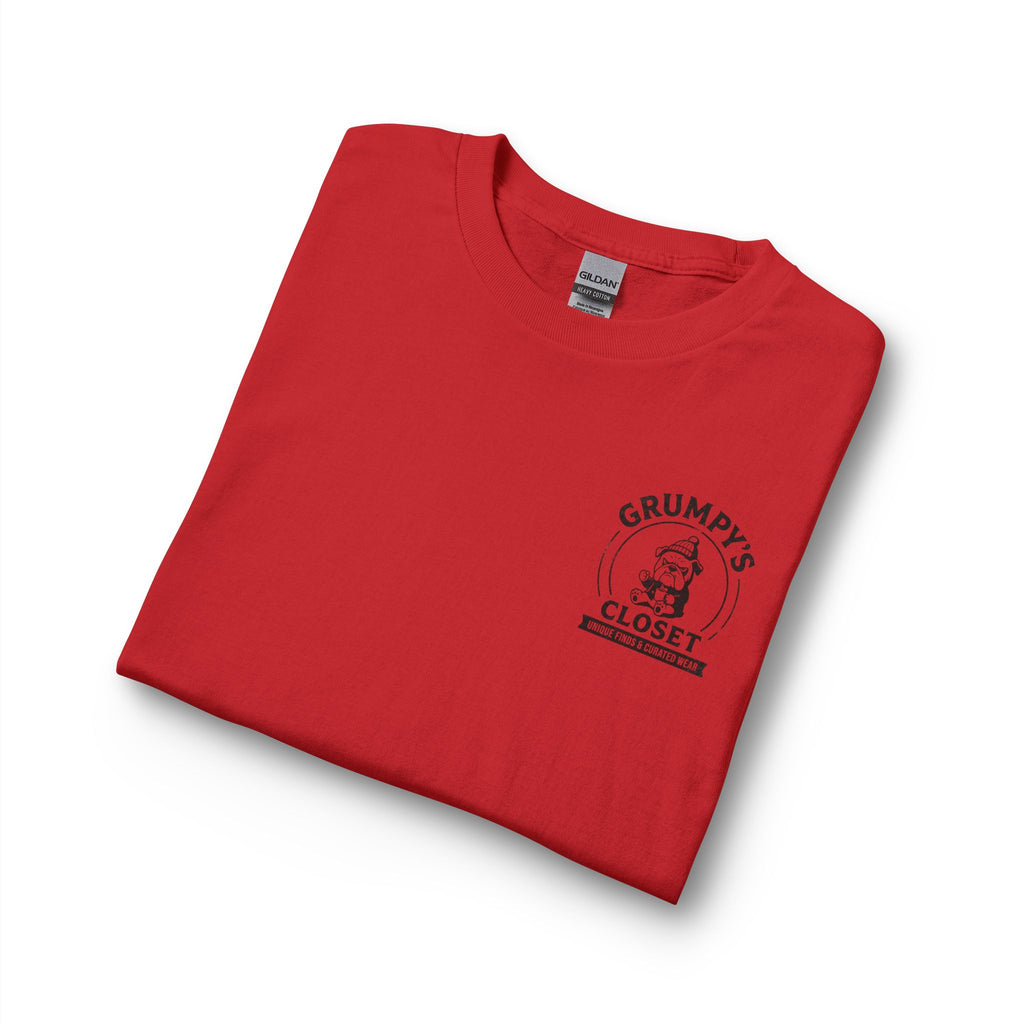Grumpy's Closet Long Sleeve Tee — Vintage Bulldog Logo, 'Unique Finds & Curated Wear'
