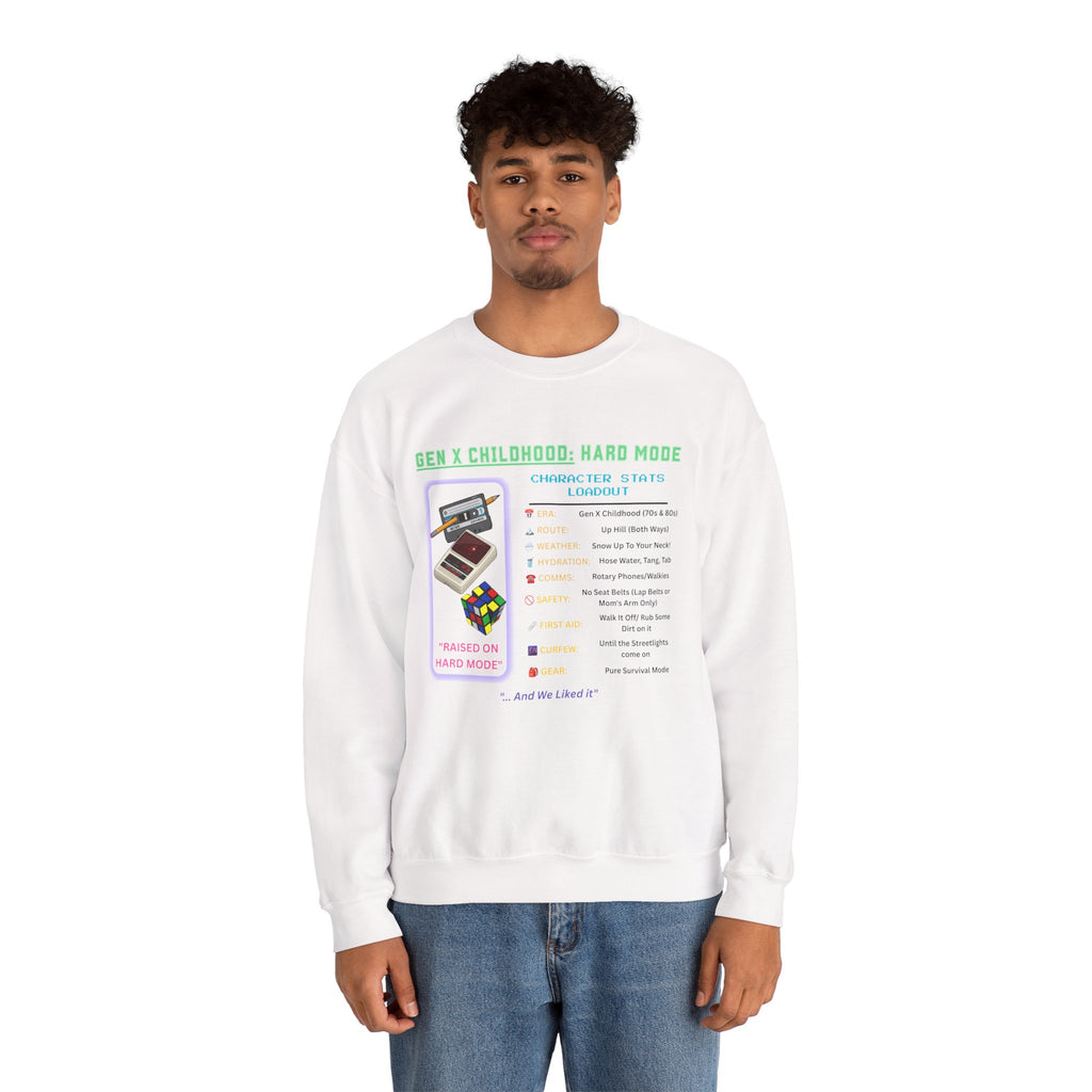 Gen X Childhood Hard Mode Sweatshirt | Retro Crewneck