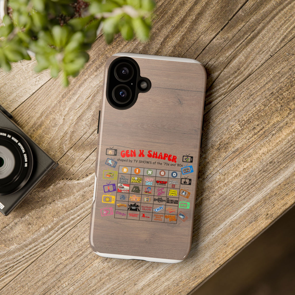 Gen X 70s & 80s TV Shows Bingo iPhone Case | Retro Tough Cover
