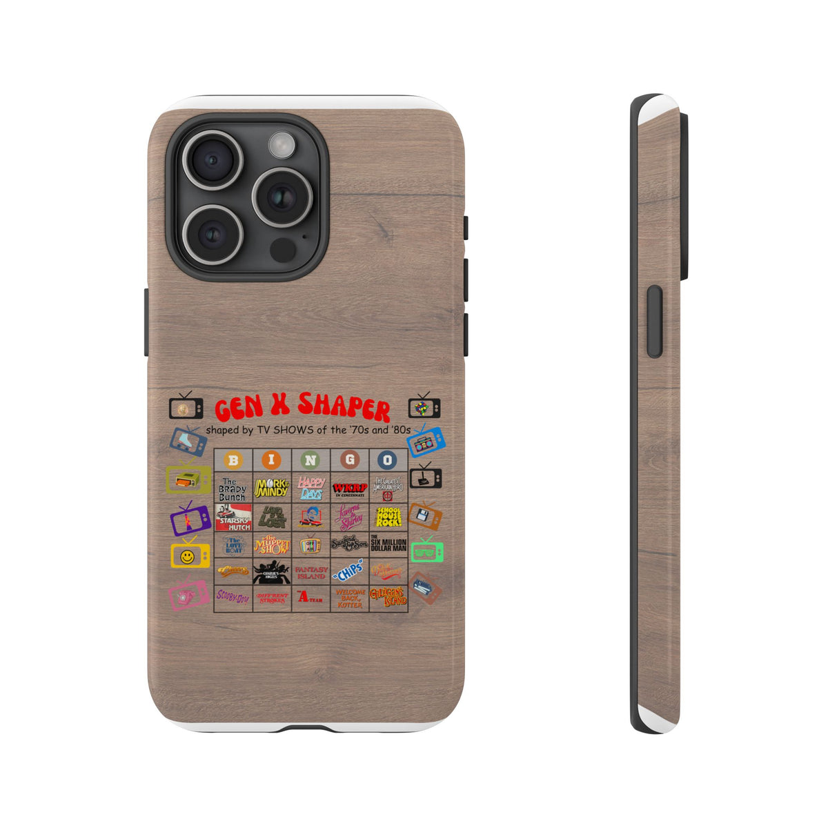 Gen X 70s & 80s TV Shows Bingo iPhone Case | Retro Tough Cover