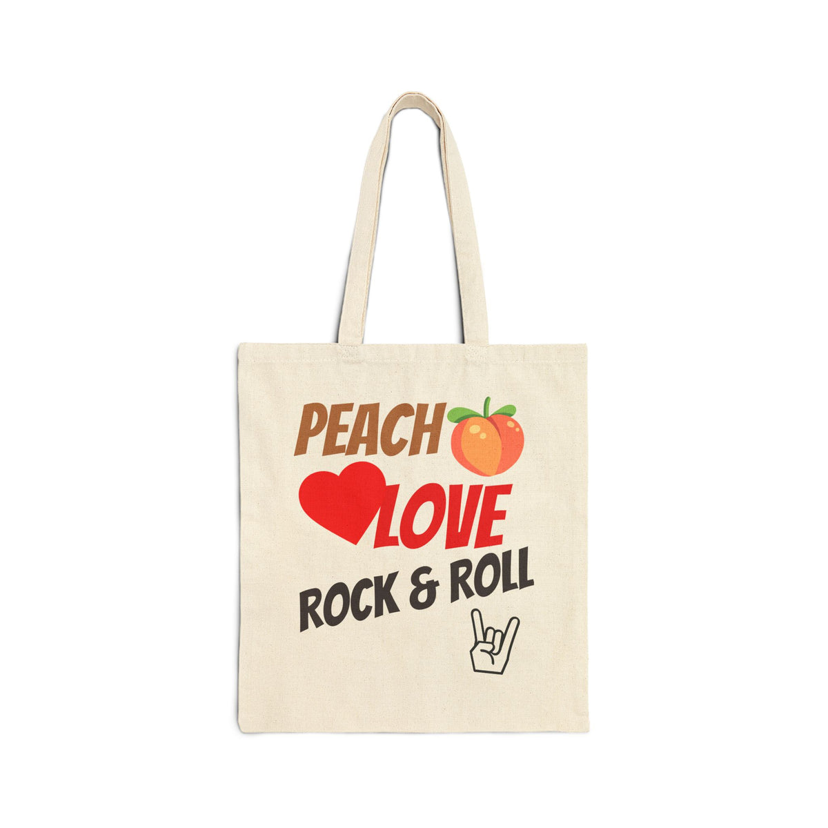 Peach Love Rock & Roll Tote Bag | Cotton Canvas
