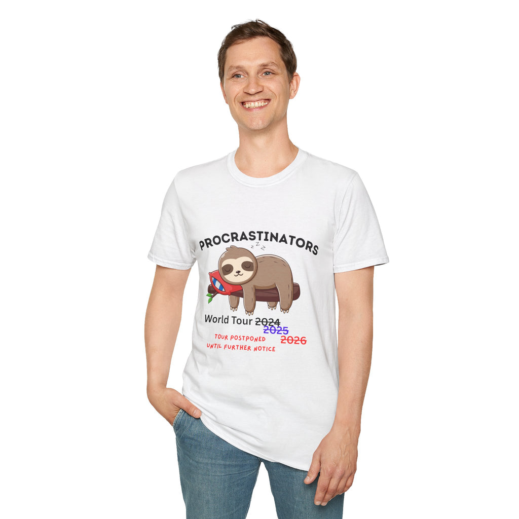 Procrastinators World Tour T-Shirt | Funny Sloth Tee