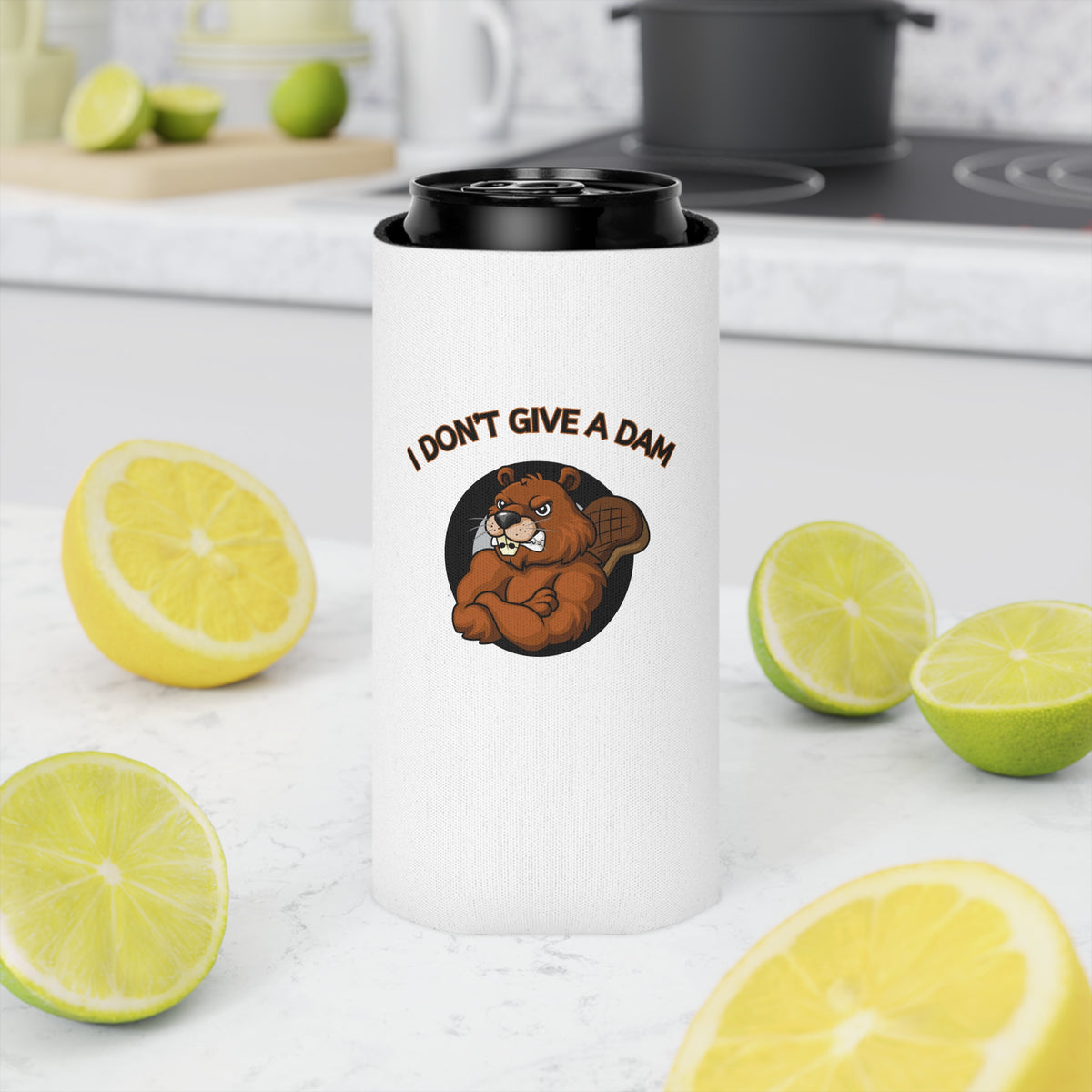 I Don't Give a Dam Beaver Can Cooler — Funny Outdoor Beverage Insulator