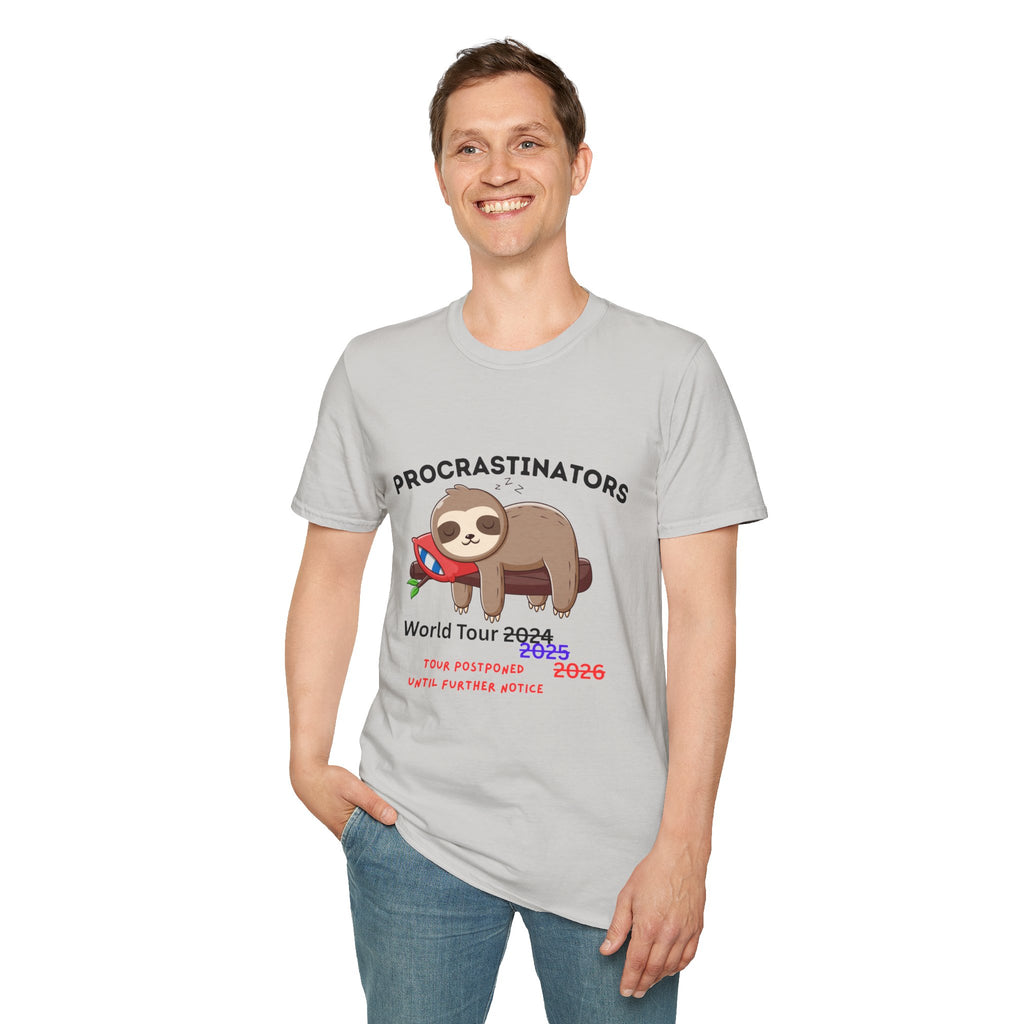 Procrastinators World Tour T-Shirt | Funny Sloth Tee