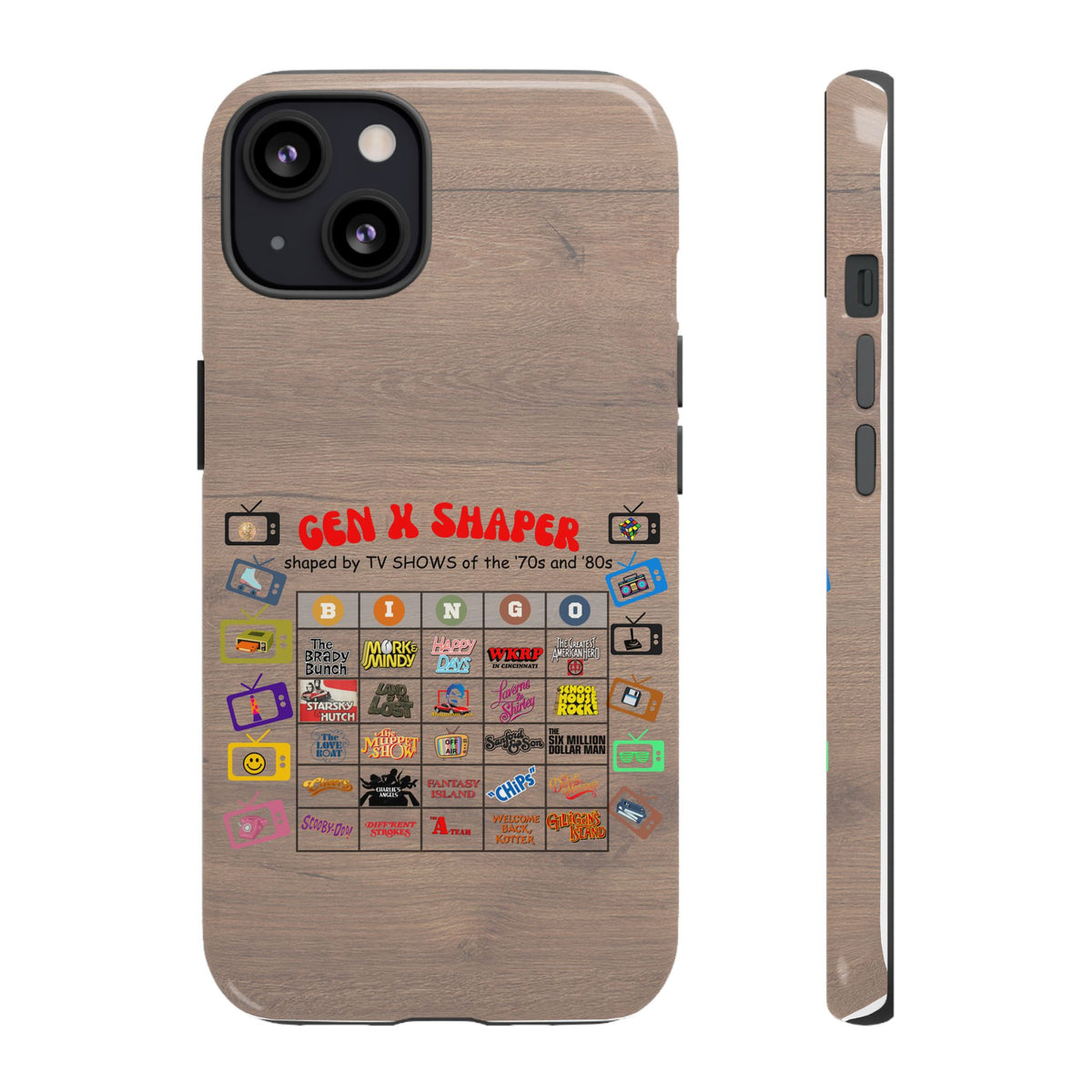 Gen X 70s & 80s TV Shows Bingo iPhone Case | Retro Tough Cover