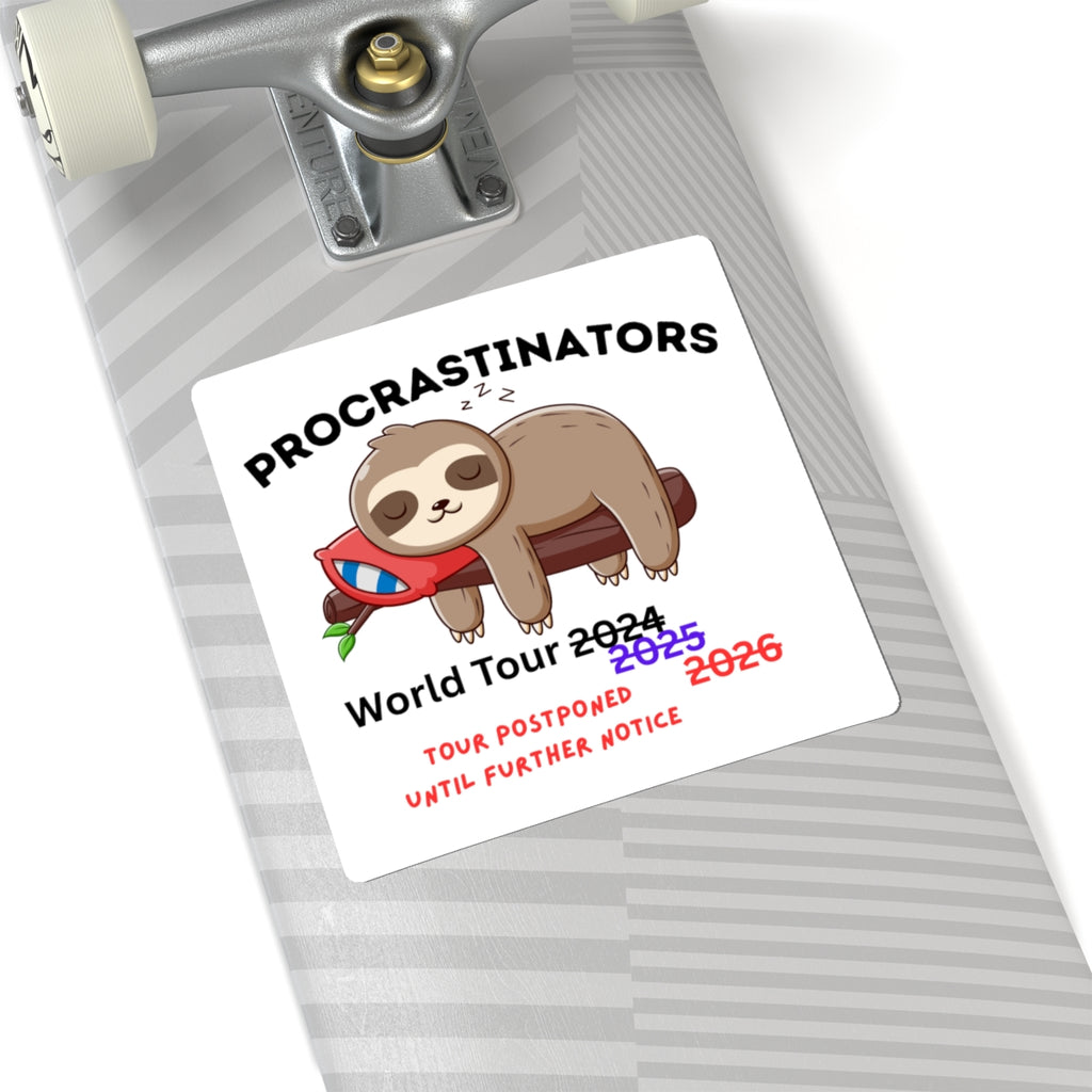 Procrastinators World Tour Stickers | Funny Sloth Decal
